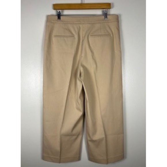 Ann Taylor Women Tan Cropped Wide Leg Pants Size 14 Cotton Blend - Picture 3 of 14